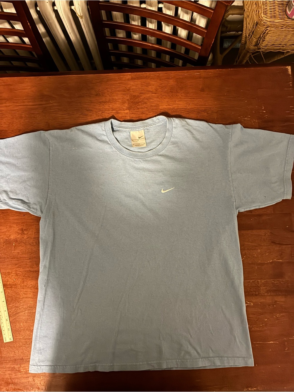 Vintage 2004 Nike Mini Swoosh T-Shirt Men’s Medium Light Blue Silver Tag Y2K